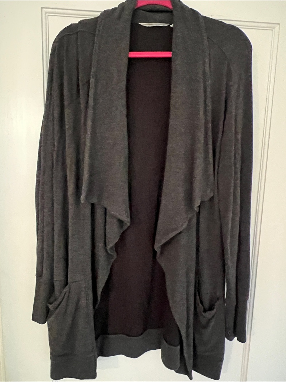 Athleta Dark Charcoal Open-Front Draped Cardigan
